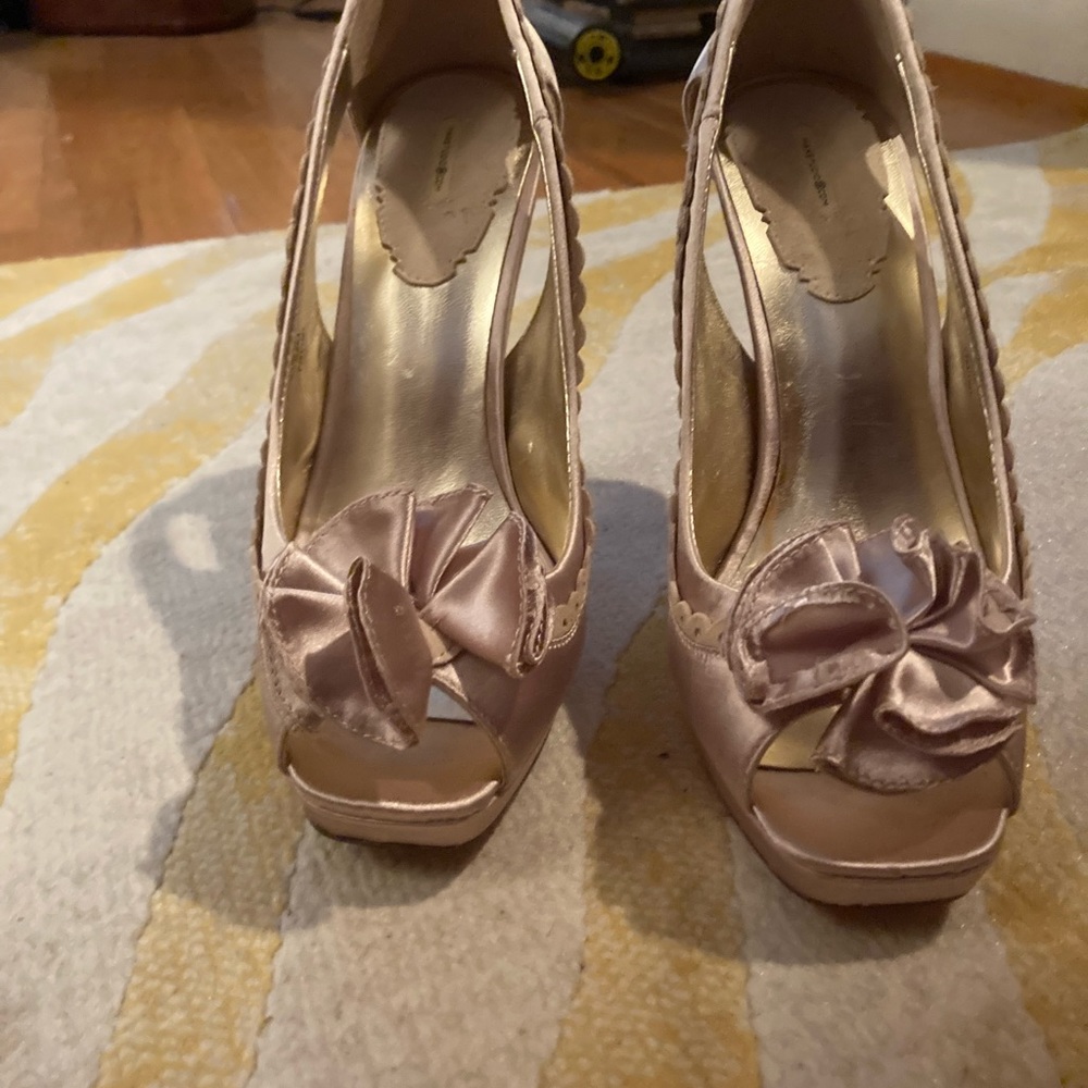 Champagne Tan Satin Cut Out Pumps